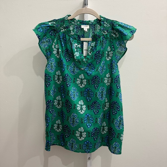 J. Crew Tops - J. Crew Green & Blue Patterned Tank Top